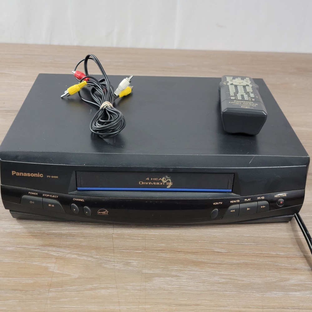 Panasonic PV-8400 4-Head Omnivision VHS VCR Player with Remote and RCA Cables
